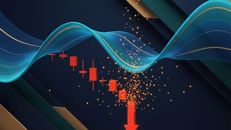 比特幣價格走勢圖下跌與象徵強制平倉的視覺效果