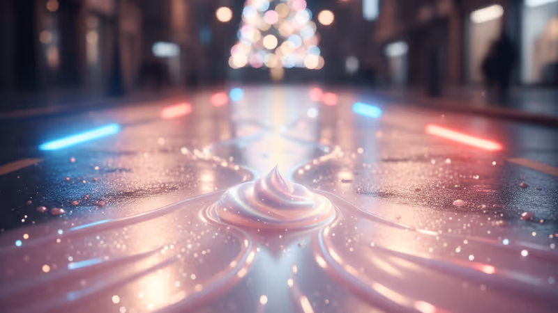 경찰서 앞에서 고개를 숙인 여성의 실루엣과 크리스마스 조명