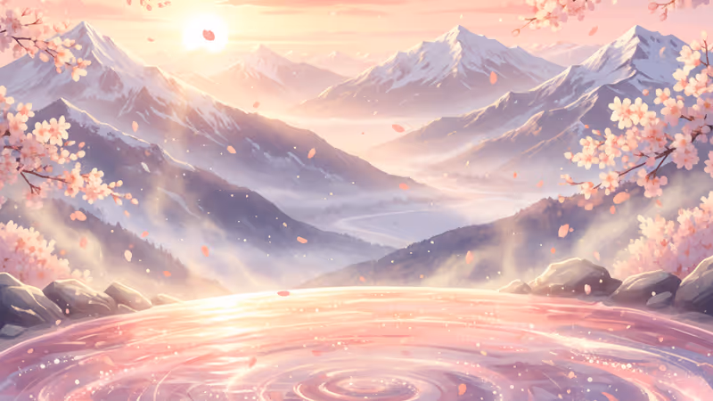 바다 지평선과 맞닿은 고요한 일본 인피니티 온천 전경