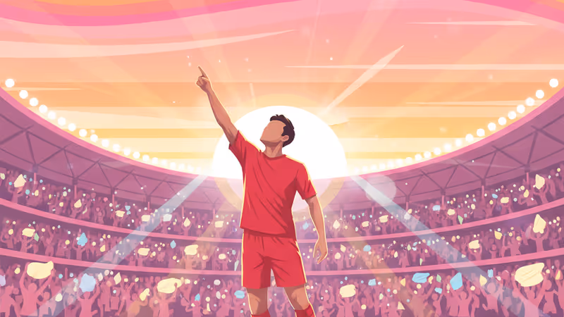 모하메드 살라가 페널티킥으로 득점한 후 기뻐하는 경기장 전경