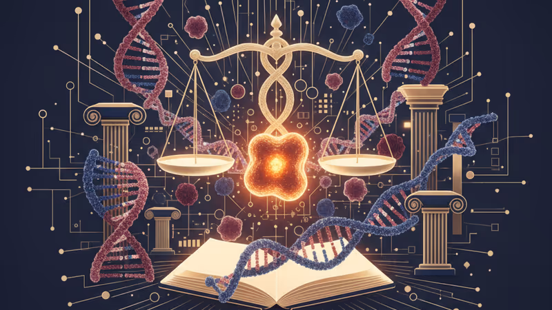 研究人員分析免疫細胞與基因變異的數位示意圖