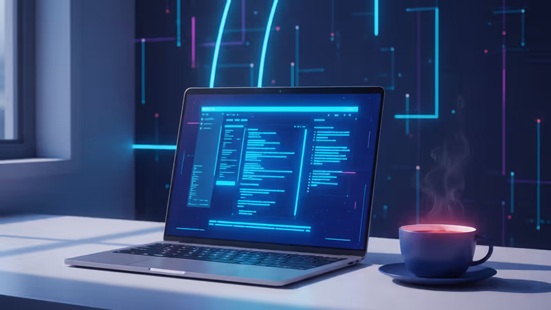 朝のコーヒーを飲みながらデジタル日記を書く様子
