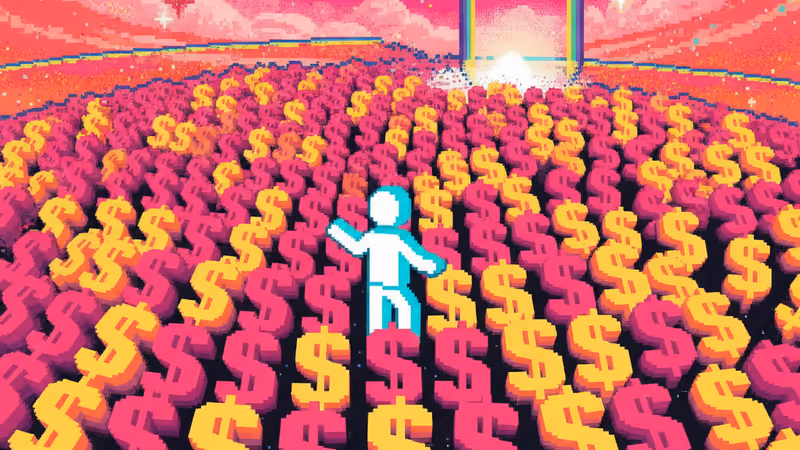 一個通往美金符號的迷宮藍圖，象徵制度化的陷阱