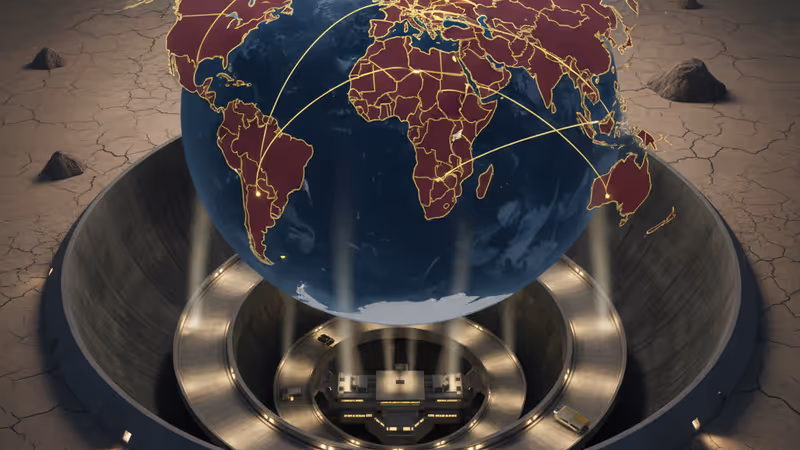 Panoramic view of the massive spiral ramp leading underground at the Beishan nuclear waste laboratory.