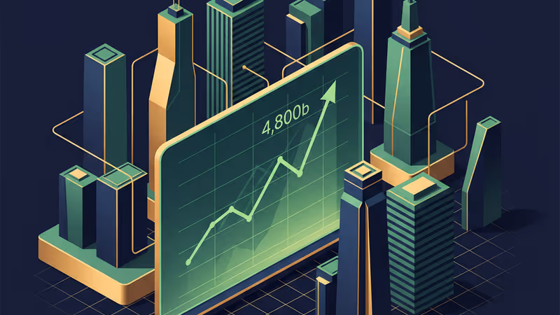 코스피 4,840.74 기록을 보여주는 서울 시내 증권가 전광판