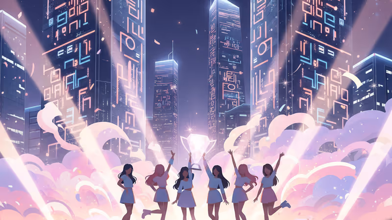 뮤직뱅크 무대 위에서 첫 1위 트로피를 거머쥔 세이마이네임 멤버들