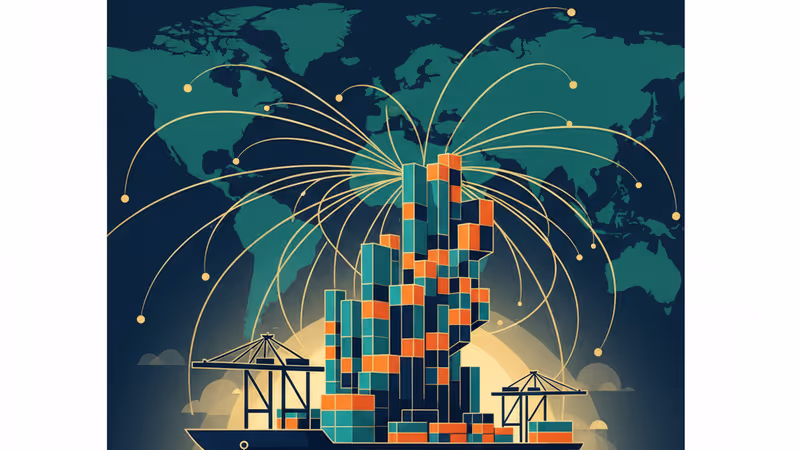 南韓港口貨櫃碼頭景觀與象徵經常帳盈餘增長的圖表