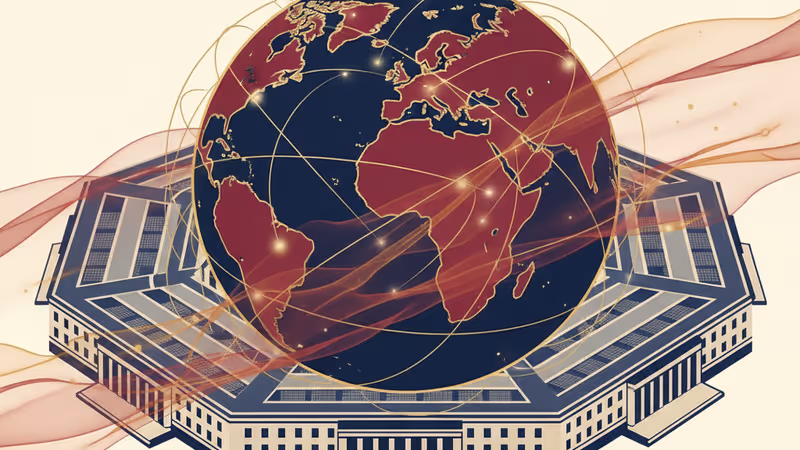 The Pentagon building with a digital overlay of its new name