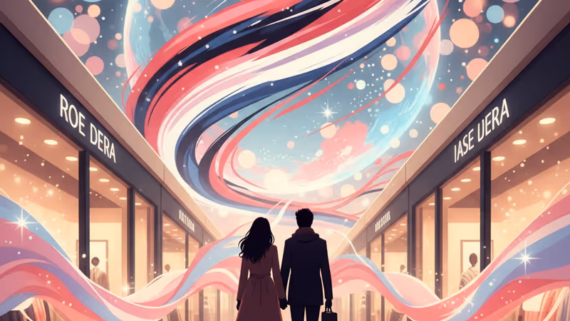 Atmospheric shot of a couple on a date at Galleria mall representing Sooyoung and Jung Kyung Ho