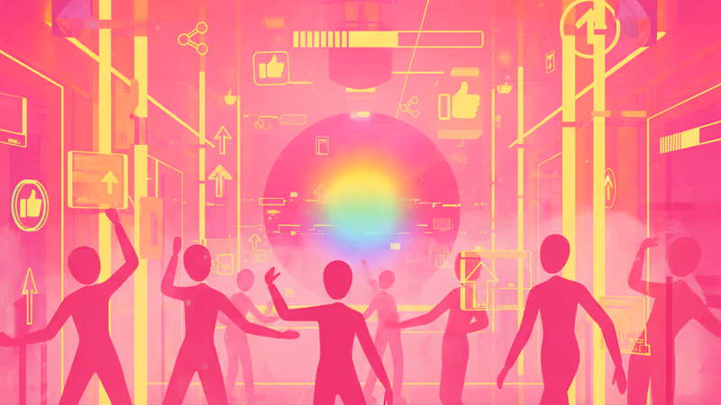 네온 조명이 비치는 클럽 내부와 춤추는 사람들의 실루엣