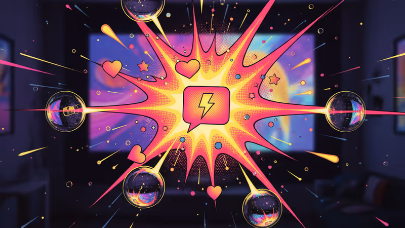 Blue glow of a TV screen reflected on a rainy window