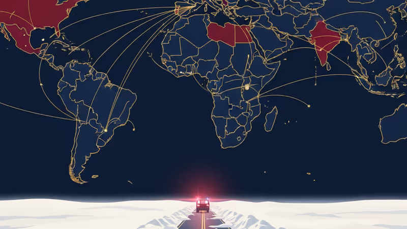 厚い雪に覆われた米国の都市の夕暮れ時の風景