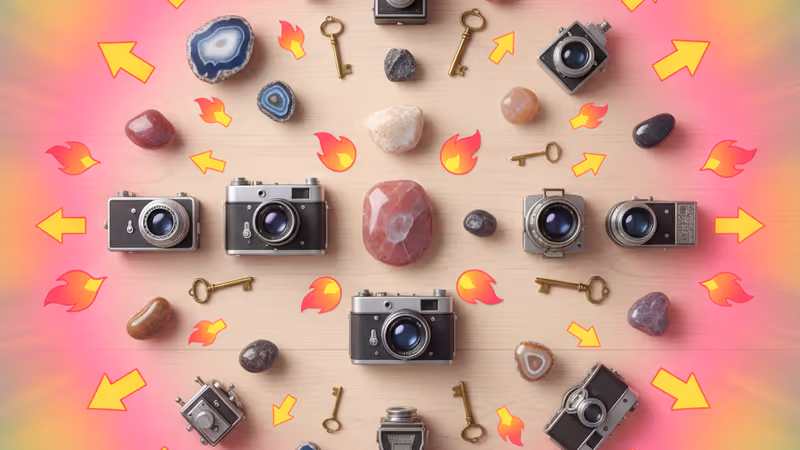 다양한 빈티지 수집품들이 정갈하게 놓여 있는 모습