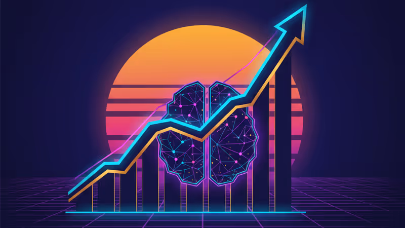 AI market trend visualization with growth curves and digital data