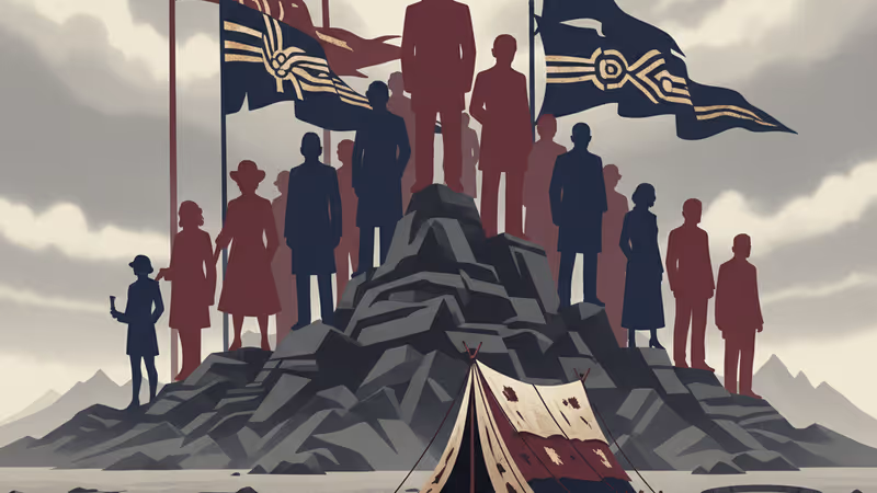 雨に濡れるガザのテント設営地を歩く人影