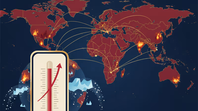 A digital representation of the rising global temperature and its environmental impact
