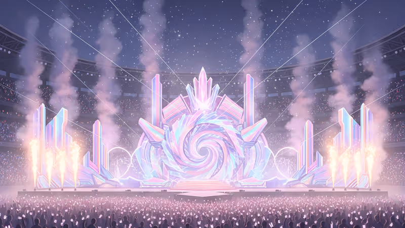 The grand stage of the Music Bank festival in Japan