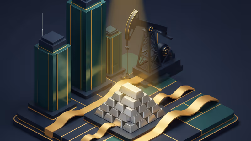 輝く銀の地金と上昇する市場グラフ