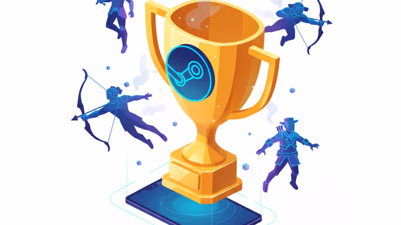 2025年Steamアワードのトロフィーを象徴するデジタルグラフィック