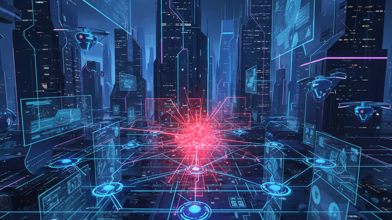 Digital network showing an infection spreading from a single point in the supply chain