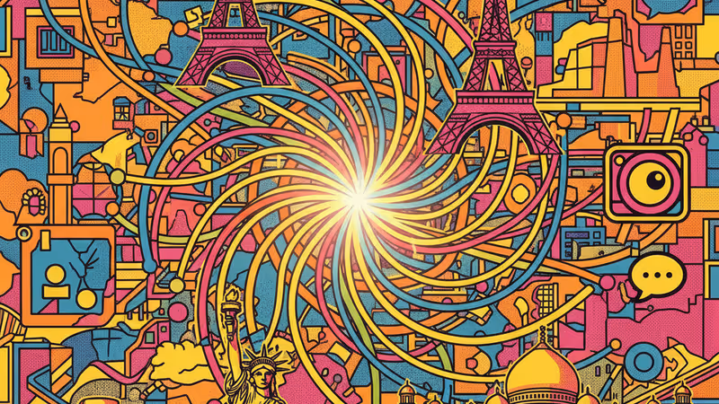 世界地圖與多樣文化遺產融合的數位藝術