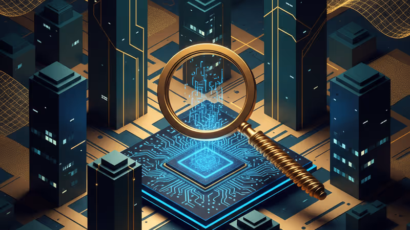 회로 기판 위에서 가치를 찾는 돋보기 이미지