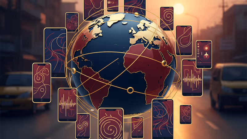 スマートフォンを操作するバングラデシュの若者たち