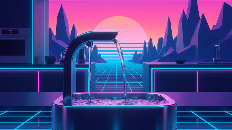 在現代風格客廳中飲用自動飲水機水源的貓咪