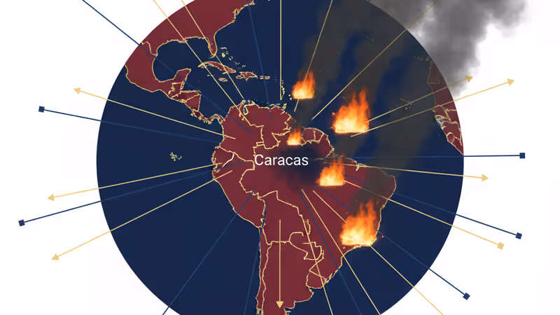 委內瑞拉首都卡拉卡斯深夜火災全景