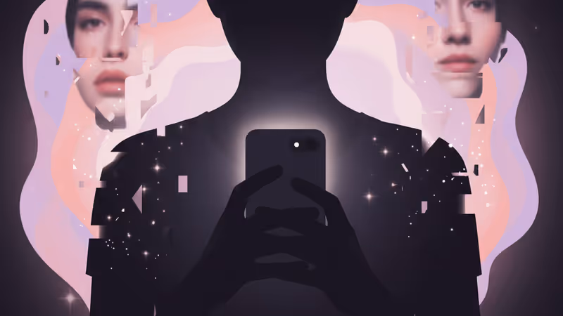 스마트폰 화면에 띄워진 연예인 프로필과 알림 아이콘들