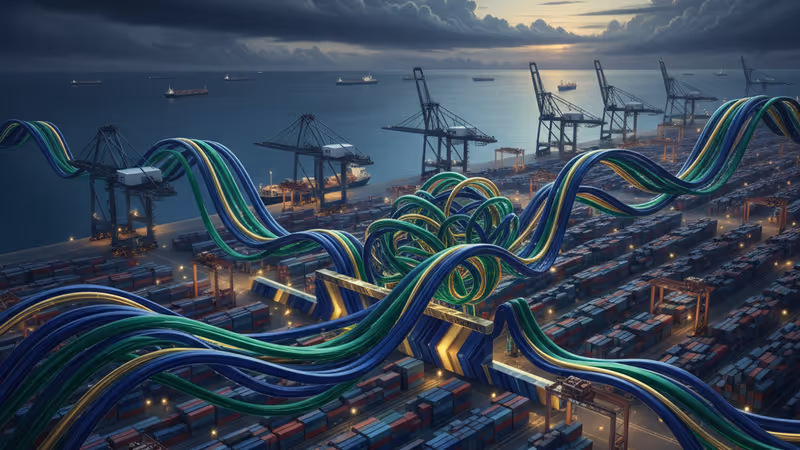 中國港口密集的貨櫃與起重機景象