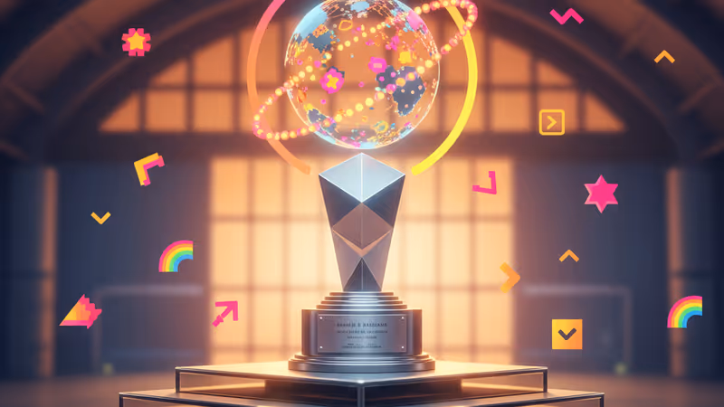 The silver trophy of the Critics' Choice Awards on stage