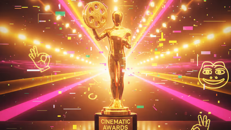 The Critics Choice Awards trophy under bright stage lights