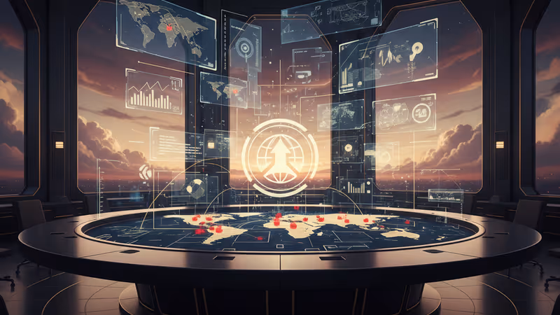 Digital world map highlighting geopolitical flashpoints in red
