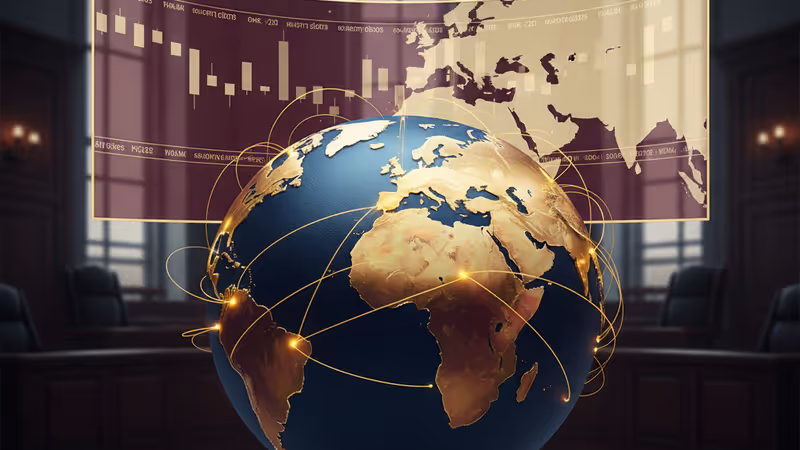 Conceptual image of geopolitical tension involving the US Fed and Gaza conflict