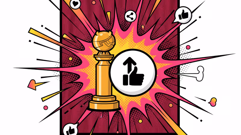 2026 골든글로브 트로피와 사회적 항의를 상징하는 BE GOOD 핀