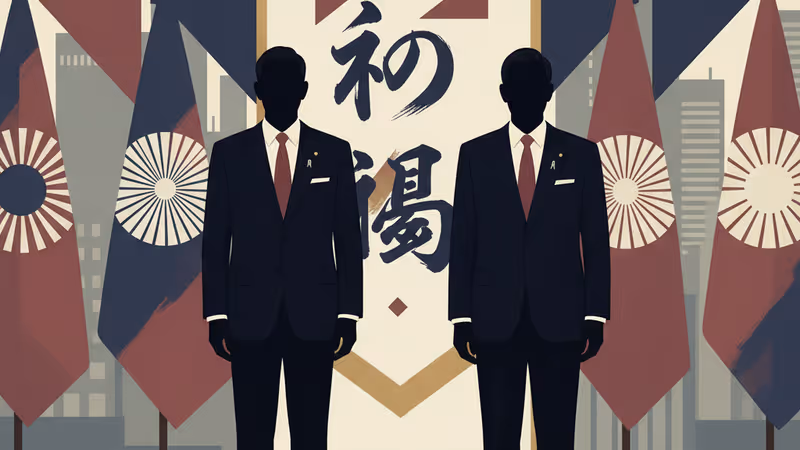 Yoshihiko Noda and Tetsuo Saito announcing the Centrist Reform Alliance in Tokyo