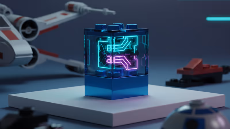 レゴのピカチュウと最新スマート積木モデルの展示