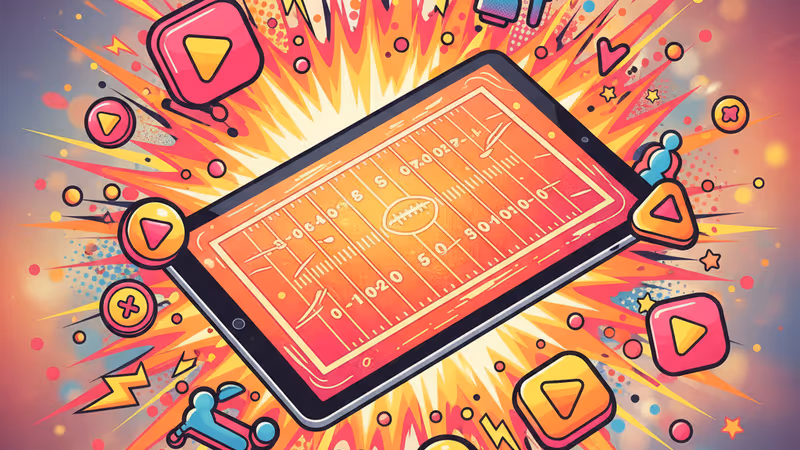 NFL 경기 중계 화면과 다양한 스트리밍 서비스 로고가 배치된 거실 풍경