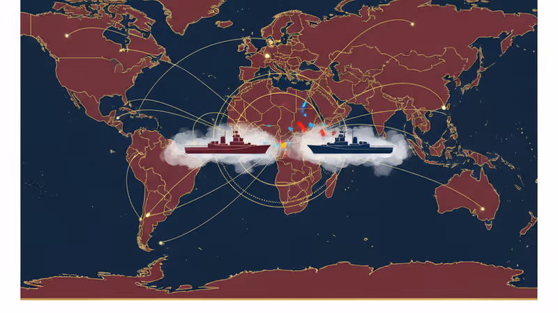 대만 해협 지도 위에 투영된 첨단 전투기 실루엣과 긴장된 미중 관계 묘사