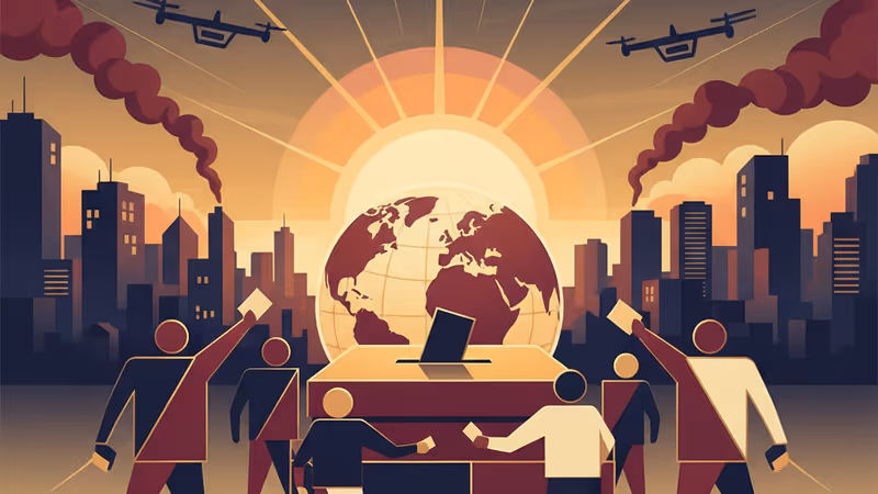 폭발 연기가 피어오르는 카라카스 시내 전경