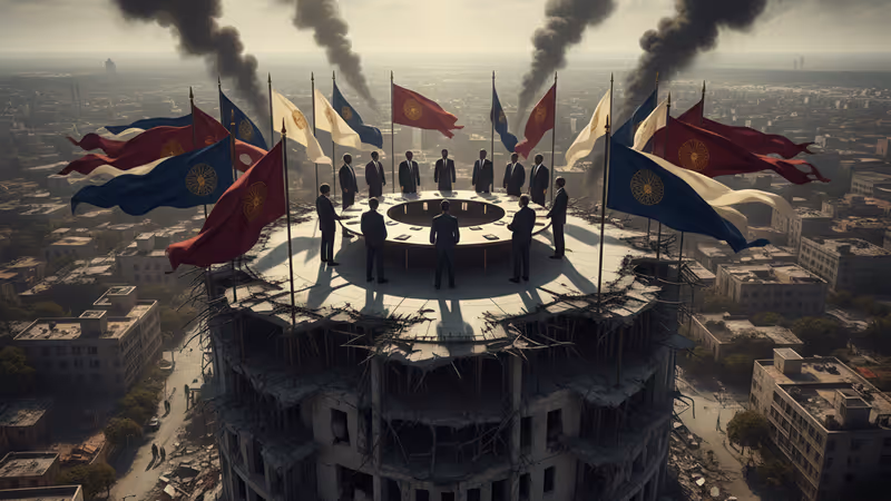 공습 이후 연기가 피어오르는 카라카스 시내 전경