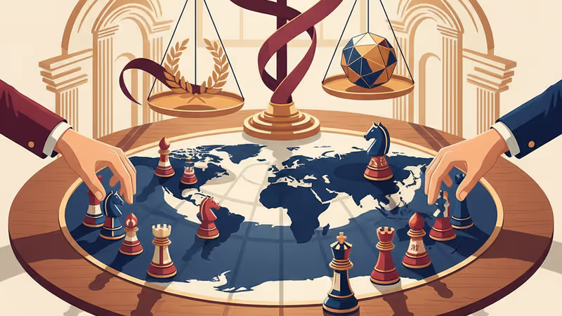 Chess pieces with US and China flags on a world map