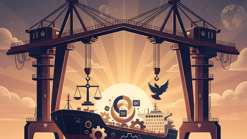 HD現代重工造船廠內巨大的吊車與建造中的船隻