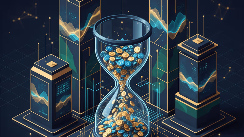 XRPロゴと資金流出を示す赤いグラフが映るモニター