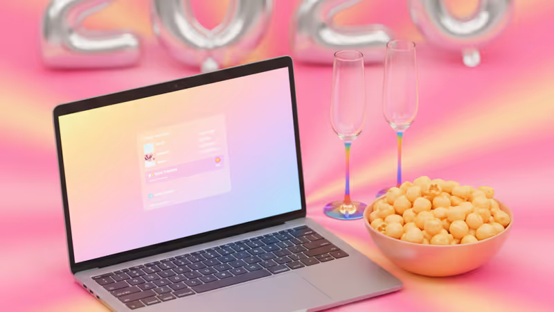 家中的大螢幕播放著跨年煙火電影場景