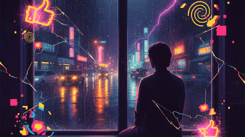 路燈下獨自坐在長椅上的孤獨身影