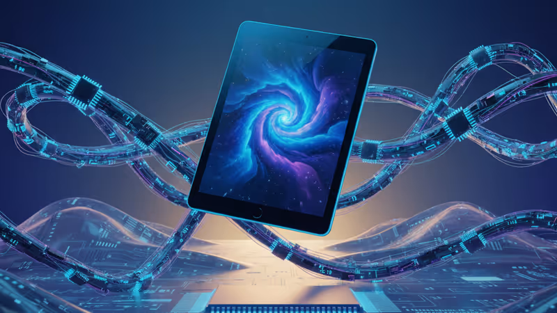 Conceptual image of silicon chips merging with organic DNA vines