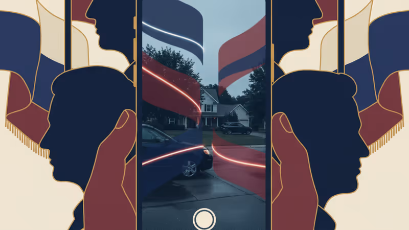 Smartphone screen recording flashing lights of federal agent vehicles at night