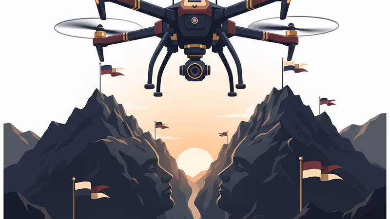 아프가니스탄 접경 지역 상공을 비행하는 무인 드론의 모습